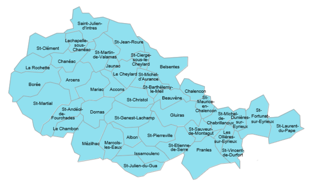 Carte Communauté Professionnelle territoriale de Santé de L’Eyrieux